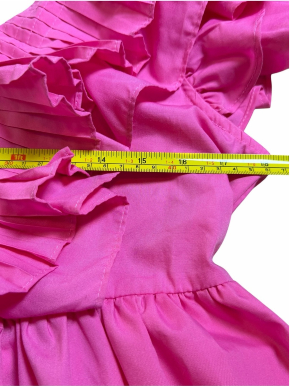 entro Pink Pleated Ruffle V-Neck Mini Dress Size Large Coquette Barbiecore - Picture 6 of 8
